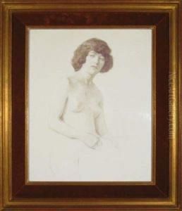Jeune Femme Nue En Buste. by Adrien De Witte