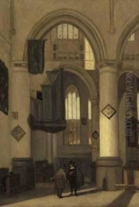 The Interior Of A Church With Townsfolk In The Foreground The Interior Of A Church With Townsfolk In The Foreground