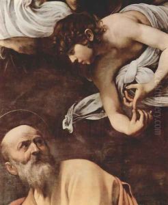 The Inspiration Of Saint Matthew (detail) by Caravaggio