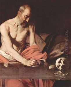 St Jerome 1607 (detail) by Caravaggio