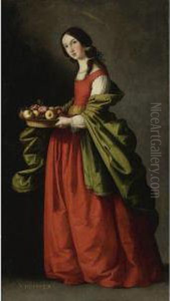 Saint Dorothy, Full-length, Holding A Basket Of Apples Androses - view 1