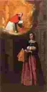 Una Giovane Madre Implora La Benedizione Di San Ramon Nonato Per Il Proprio Neonato by Francisco De Zurbaran