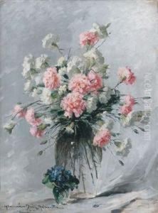 Nelken In Vase Und Einveilchenstraus by Adrienne Hermine Deak-Henczne