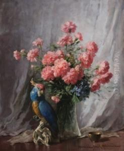 Szegfus Csendelet Porcelan Papagajjal by Adrienne Hermine Deak-Henczne