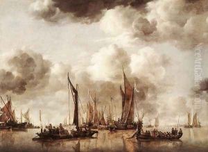 Dutch Yacht Firing a Salvo 1650 by Jan Van De Capelle