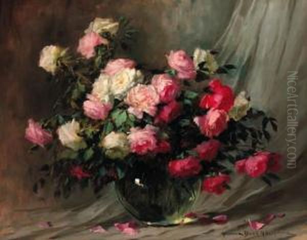 Roses In A Glass Vase - view 1
