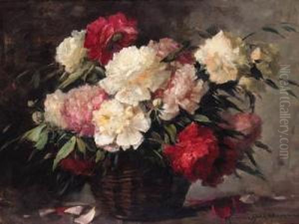 Peonies In A Basket - view 1