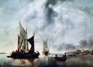 Calm or, Boats near the Coast, after 1651 by Jan Van De Capelle