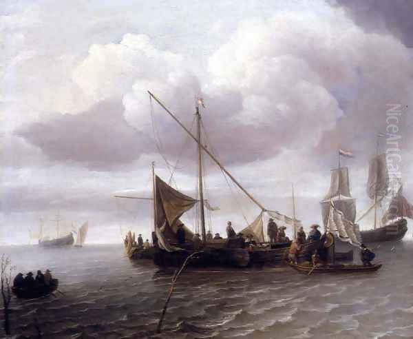 Barges Unloading Inshore - view 1
