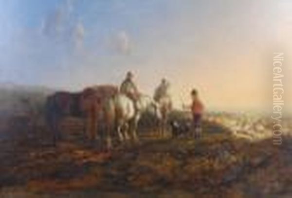 Moorland Landscape With Shepherd And His Flock - view 1
