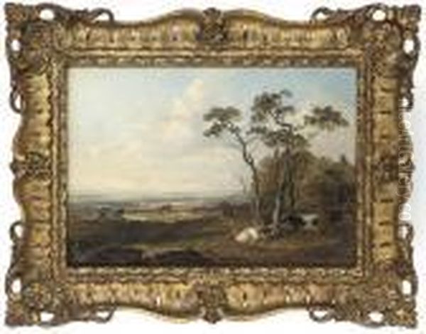 Cattle Resting Beside A Cottage In An Extensive Landscape - view 1