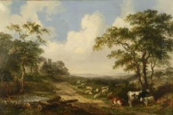 Cattle And Sheep In A Landscape - view 1