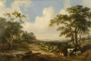 Cattle And Sheep In A Landscape by John Dearman Birchall