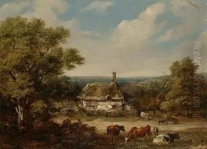 Cattle Grazing Before A Cottage