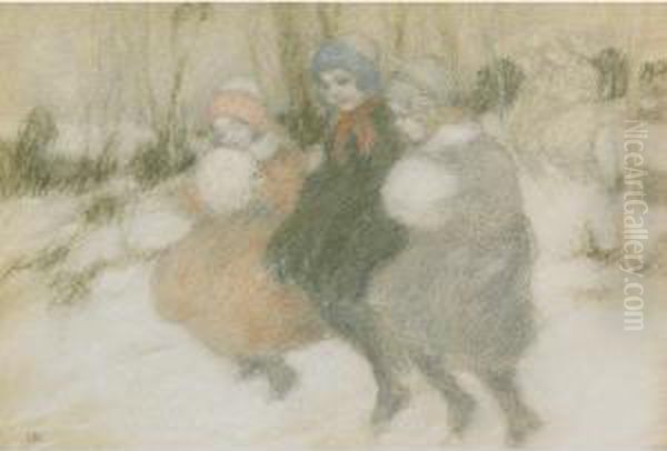 Children In The Snow - view 1