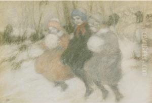Children In The Snow by Charles Ernest Debelle