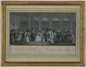Promenade De La Galerie Du Palais Royal Et Promenade Du Jardin Dupalais Royal by Philibert-Louis Debucourt
