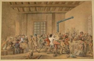 Fight Scene In An Inn by Philibert-Louis Debucourt