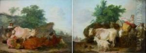 Bergere Et Soldat Pres De Son Troupeau. by Philibert-Louis Debucourt