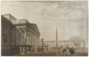 La Madeleine E L'obelisco A Place De La Concorde, Parigi by Philibert-Louis Debucourt