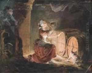 Jeune Femme Dans Une Cave by Philibert-Louis Debucourt