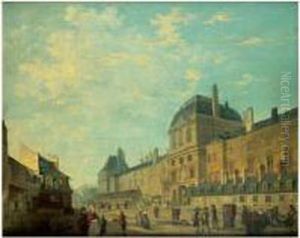 La Facade Du Louvre Vue De La Rue Fromenteau by Philibert-Louis Debucourt