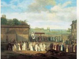 Une Procession Dans Un Village Des Environs De Paris. (louvre-en-parisis ?).