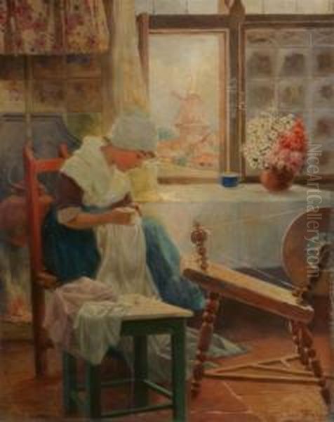 Woman Sewing - view 1