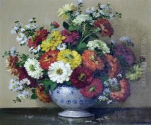 Still Life Of Flowers In A Vase by Maurice Decamps