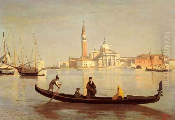 Venise--Gondole sur Le Grand Canal (or Saint-Georges Majeur au fond) - view 1