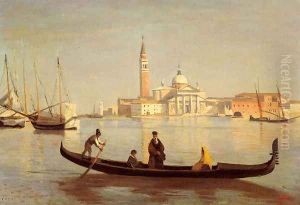 Venise--Gondole sur Le Grand Canal (or Saint-Georges Majeur au fond)