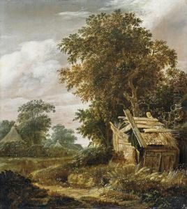 Landschaft Mit Hutte Undbauernhausern