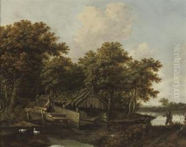 A River Landscape With Fishermen On The Riverbank - view 1