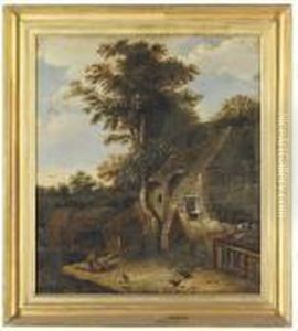 A Landscape With Figures In Front Of A Farmhouse A Landscape With Figures In Front Of A Farmhouse