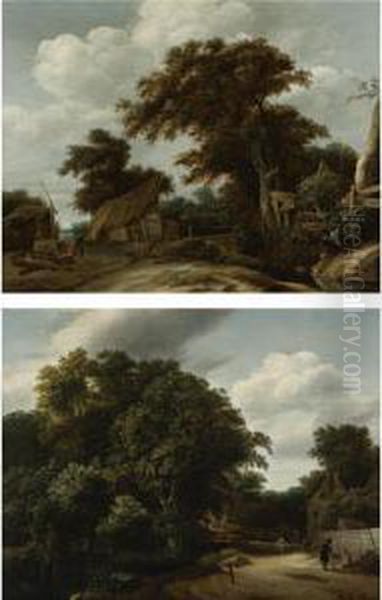 Landscape With A Village Road And Figures Conversing In The Right Foreground - view 1