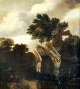Paysage A La Chaumiere Et Au Pecheur Paysage A La Chaumiere Et Au Pecheur