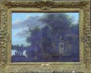 Figures By An Old Mill by Cornelius Decker