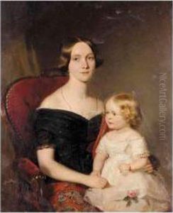 Portrait Of A Mother And Child by Georg Decker