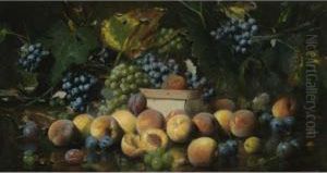 Still Life With Peaches, Plums And Grapes by Joseph Decker