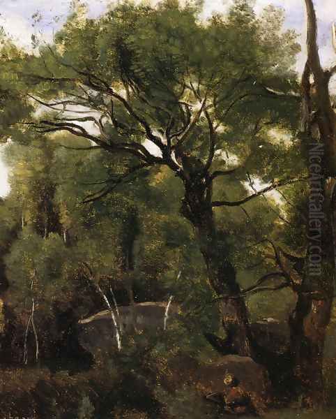 An Artist Painting in the Forest of Fountainebleau - view 1