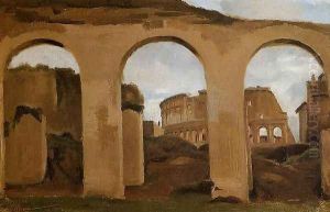 Rome - The Coliseum Seen through Arches of the Basilica of Constantine