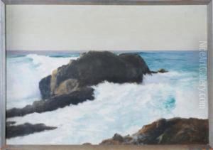 Waves Crashing On The Rocks by Lockwood Deforest