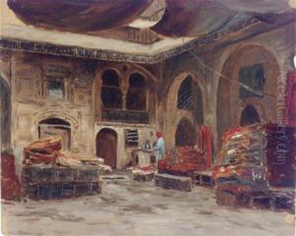 A Rug Merchant's Bazaar - view 1
