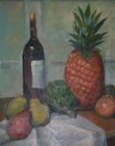 Still Life With Pineapple, Wine Bottle, And Pears