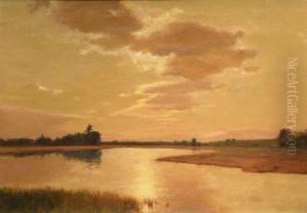 Marsh Scene At Sunset - view 1