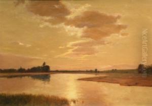 Marsh Scene At Sunset by Lockwood Deforest