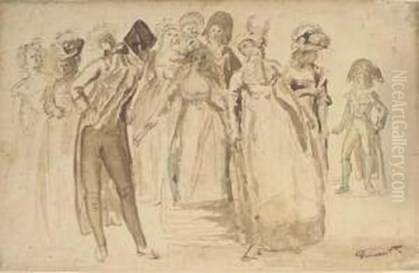 Elegant Ladies And Gentlemen During The Directoire - view 1