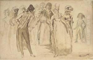 Elegant Ladies And Gentlemen During The Directoire by Leonard Defrance