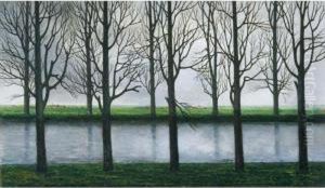 Canal Sous Un Ciel Gris by William Degouve de Nuncques