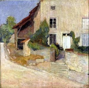 [ Vue De Village.] Huile Sur Toile, Signee En Bas A Droite by Charles Dehoy
